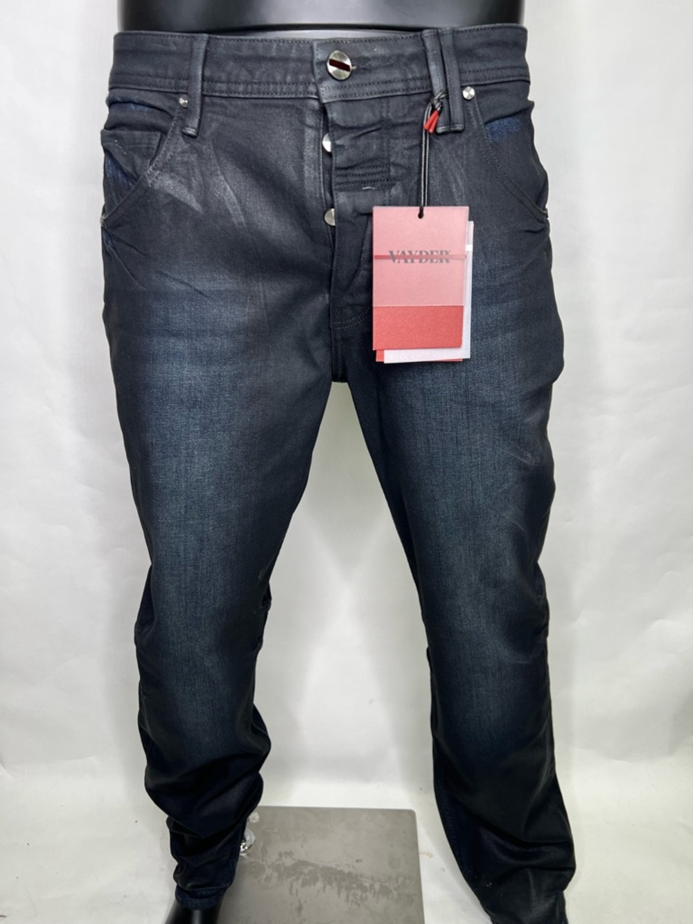 Vayder Blue Jeans Straight WOODERSON Dark Wash Men’s Black Wax